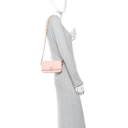 Chanel Crumpled Calfskin Quilted Braided CC Mini Flap Light Pink 2 of 13