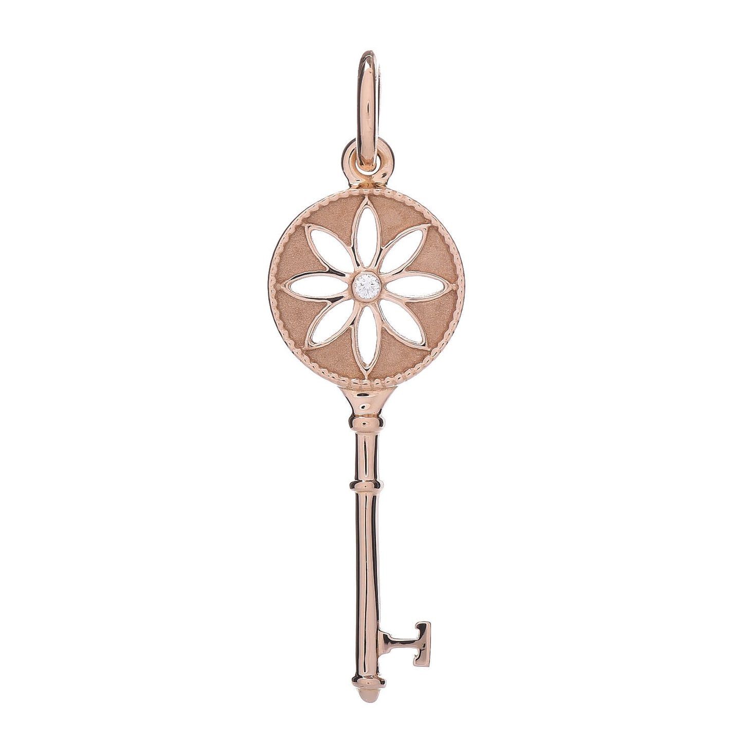 18K Yellow Gold Diamond Daisy Key Pendant