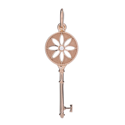 Tiffany 18K Yellow Gold Diamond Daisy Key Pendant 1 of 4