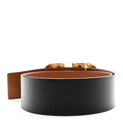 Valentino Garavani Glossy Calfskin VLogo Reversible 70mm Belt 95 38 Saddle Brown Black 2 of 6