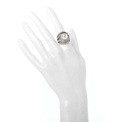 Chanel Pearl Crystal Ring 6 Silver 4 of 4