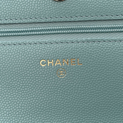 Chanel Caviar Quilted Wallet On Chain WOC Light Blue 6 of 11