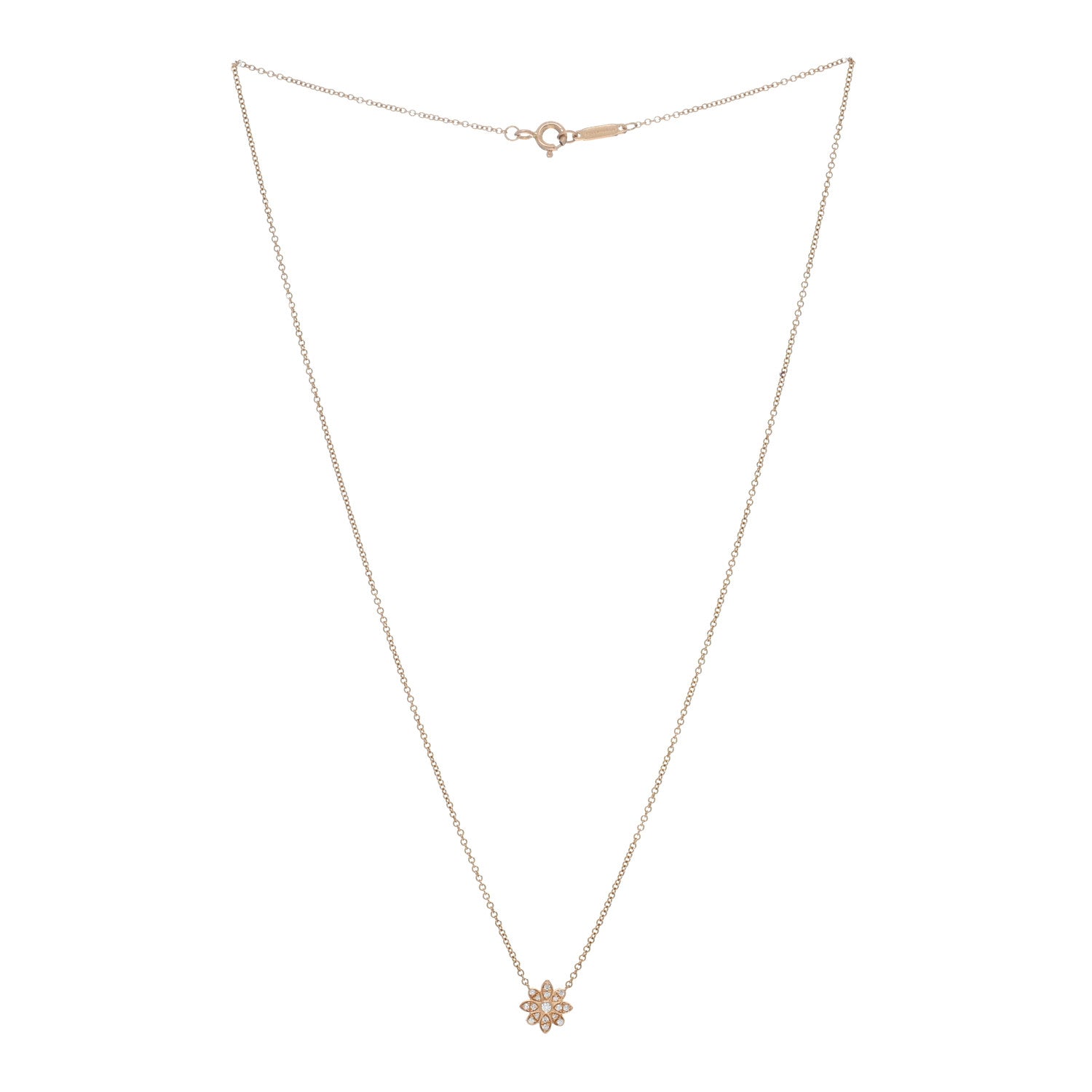 Tiffany 18K Rose Gold Diamond Enchant Flower Pendant Necklace 2 of 5