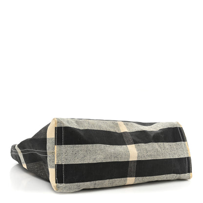 Burberry Coated Canvas Mega Check Medium Doodle Tote Black White 4 of 15