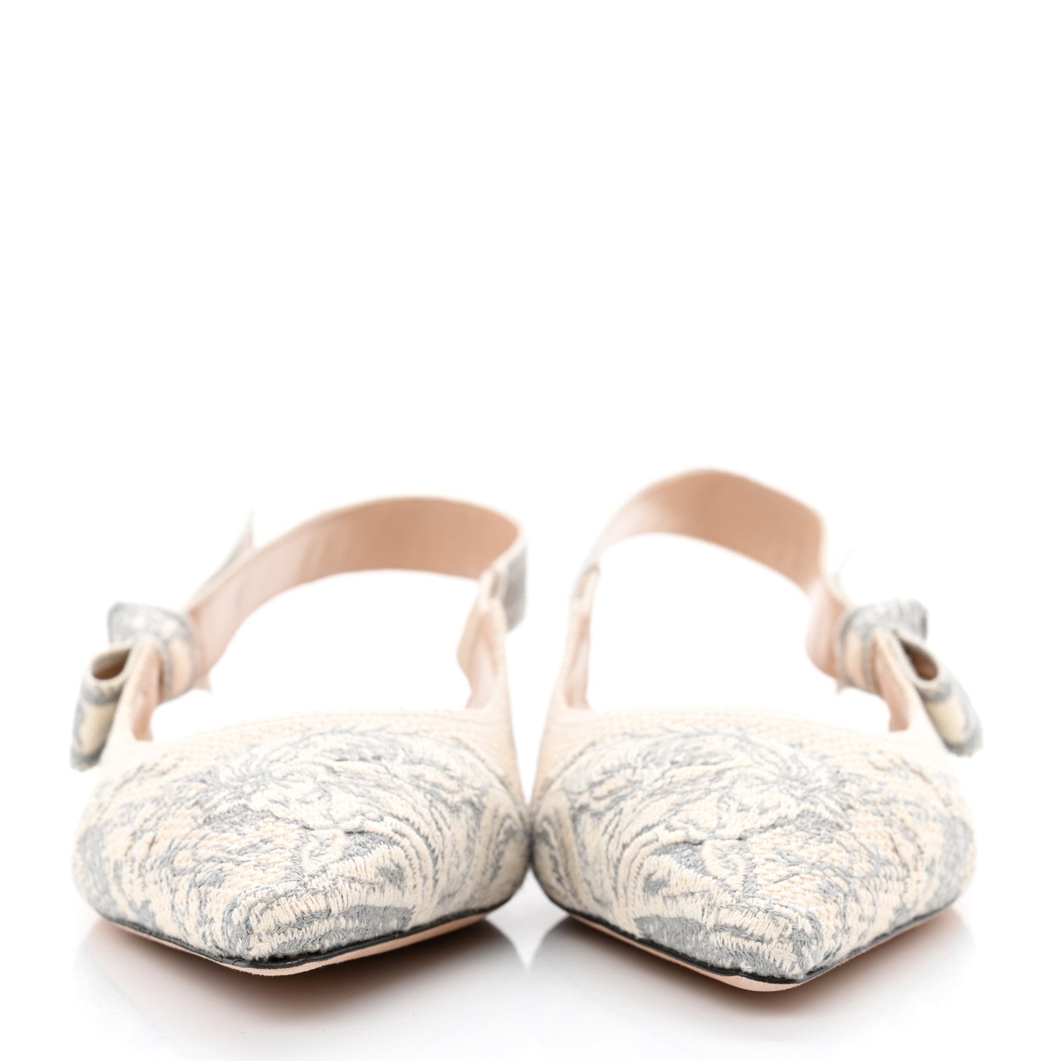 Christian Dior Cotton Ribbon Toile De Jouy J'Adior Slingback Ballet Flats 36.5 Grey Stone 2 of 8