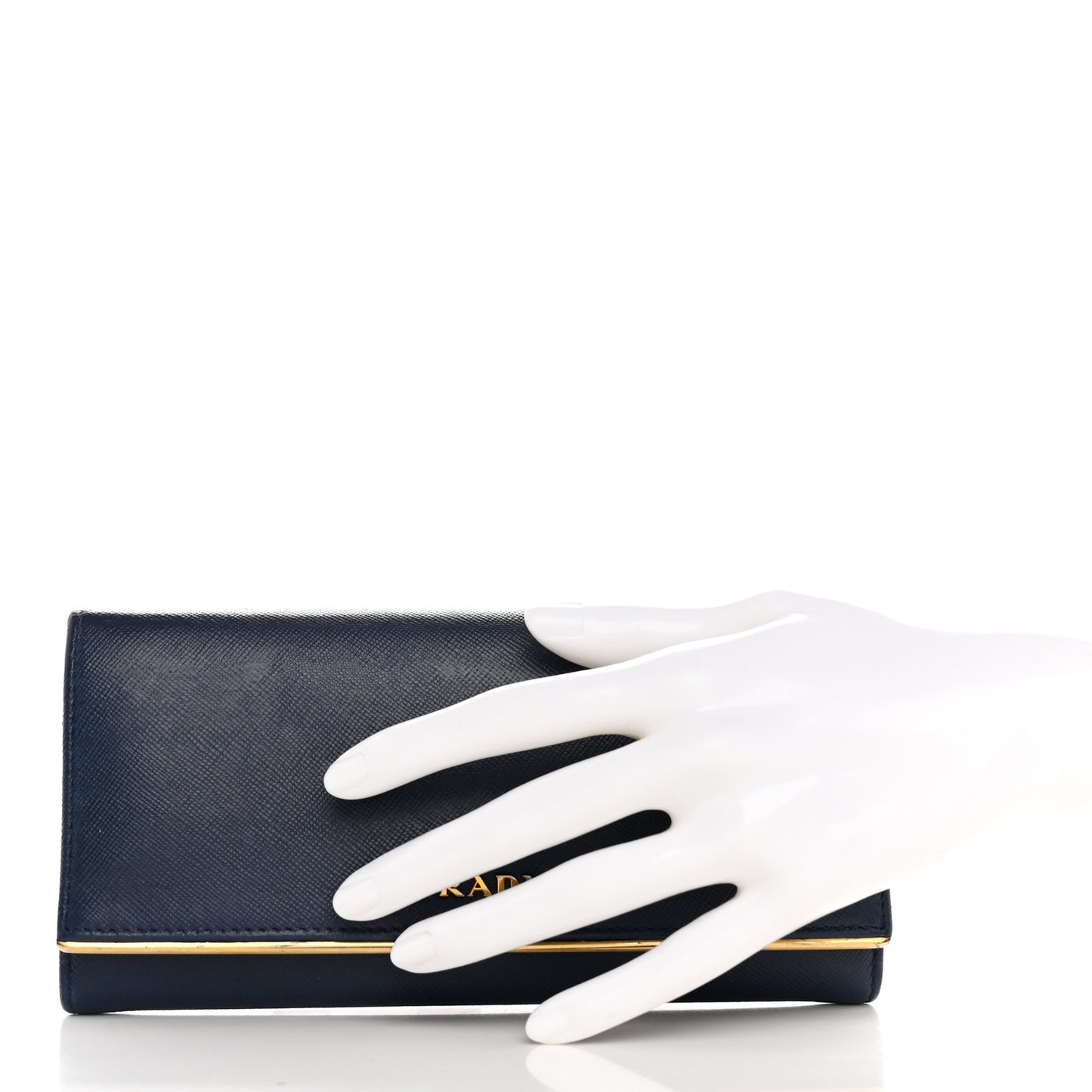Saffiano Metal Bar Continental Flap Wallet Bluette