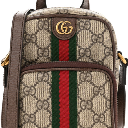 Gucci GG Supreme Monogram Web Mini Ophidia Double Zip Messenger Bag Beige New Acero 8 of 10