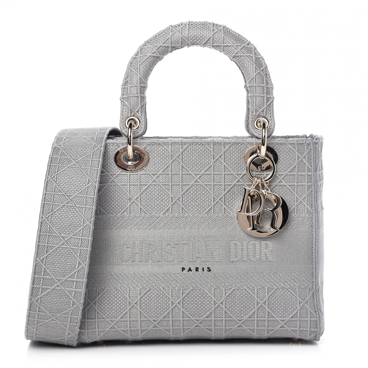 Canvas Embroidered Cannage Medium Lady D-Lite Gray