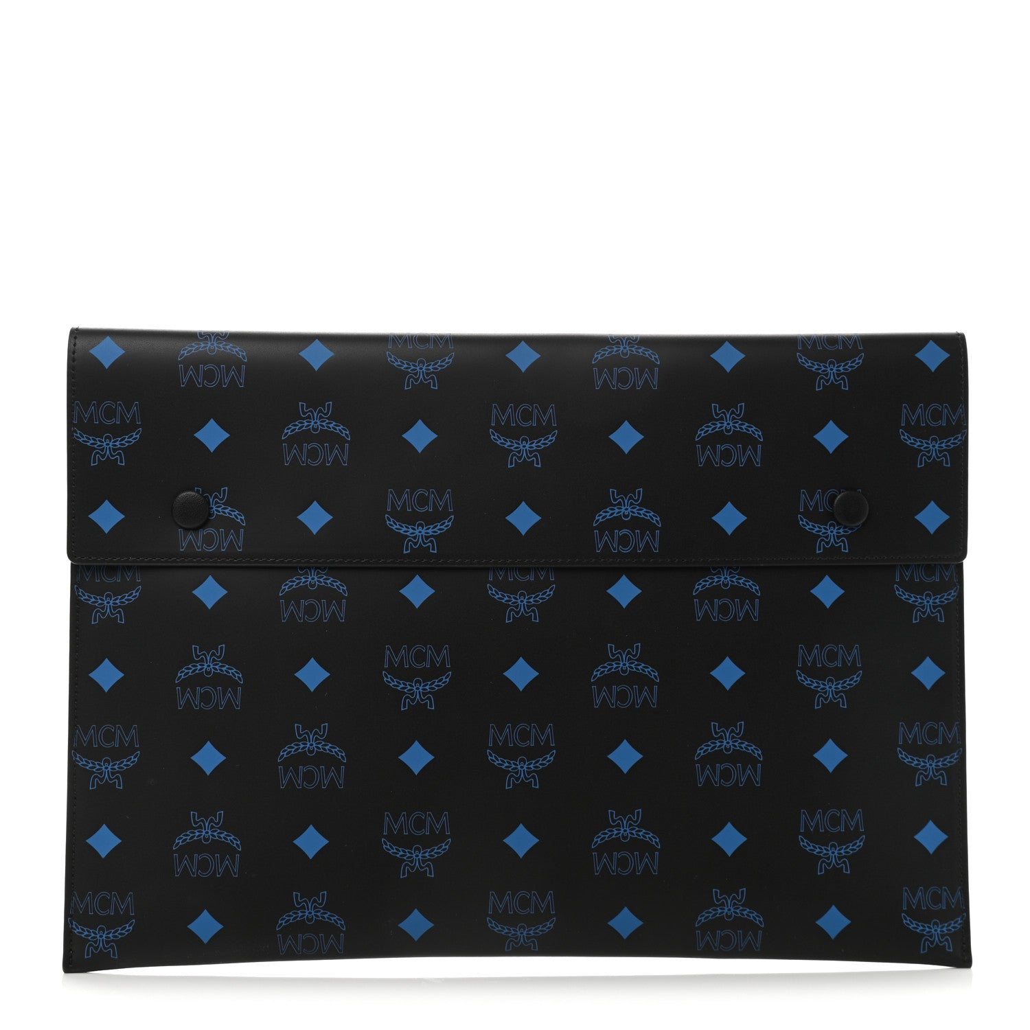MCM Visetos Color Splash Pouch Trio Black Persimmon Orange Vallarta Blue 1 of 8