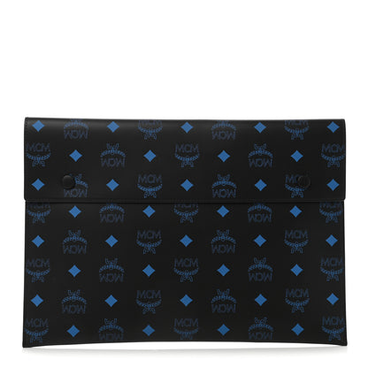 MCM Visetos Color Splash Pouch Trio Black Persimmon Orange Vallarta Blue 1 of 8