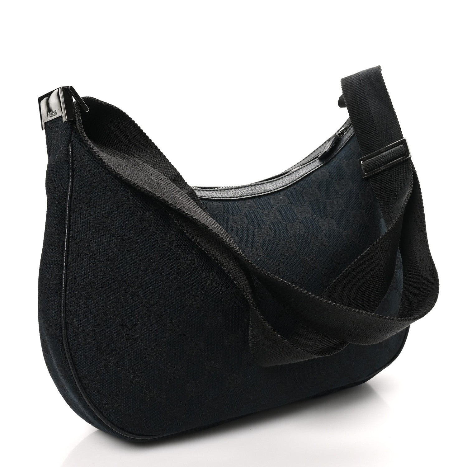 Gucci Monogram Medium Half Moon Hobo Black 3 of 10