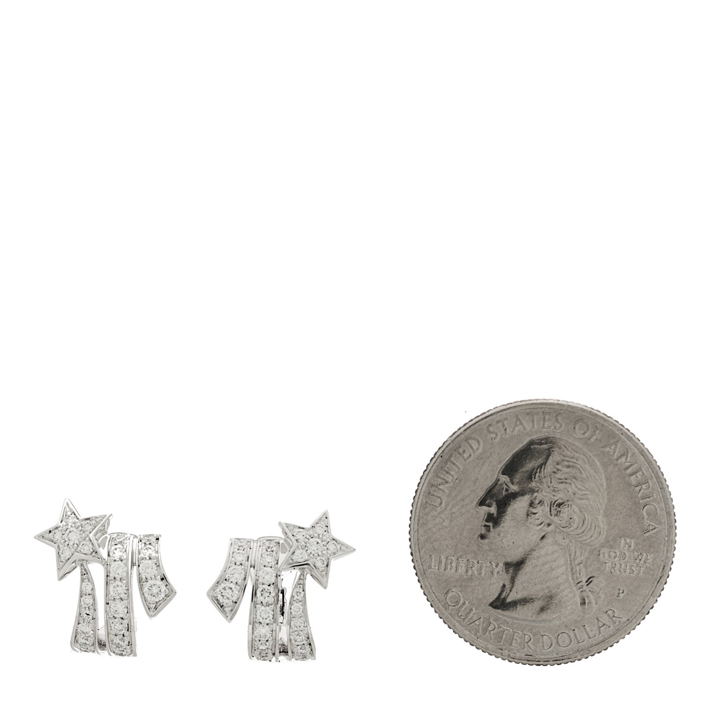 18K White Gold Diamond Etoile Filante Earrings