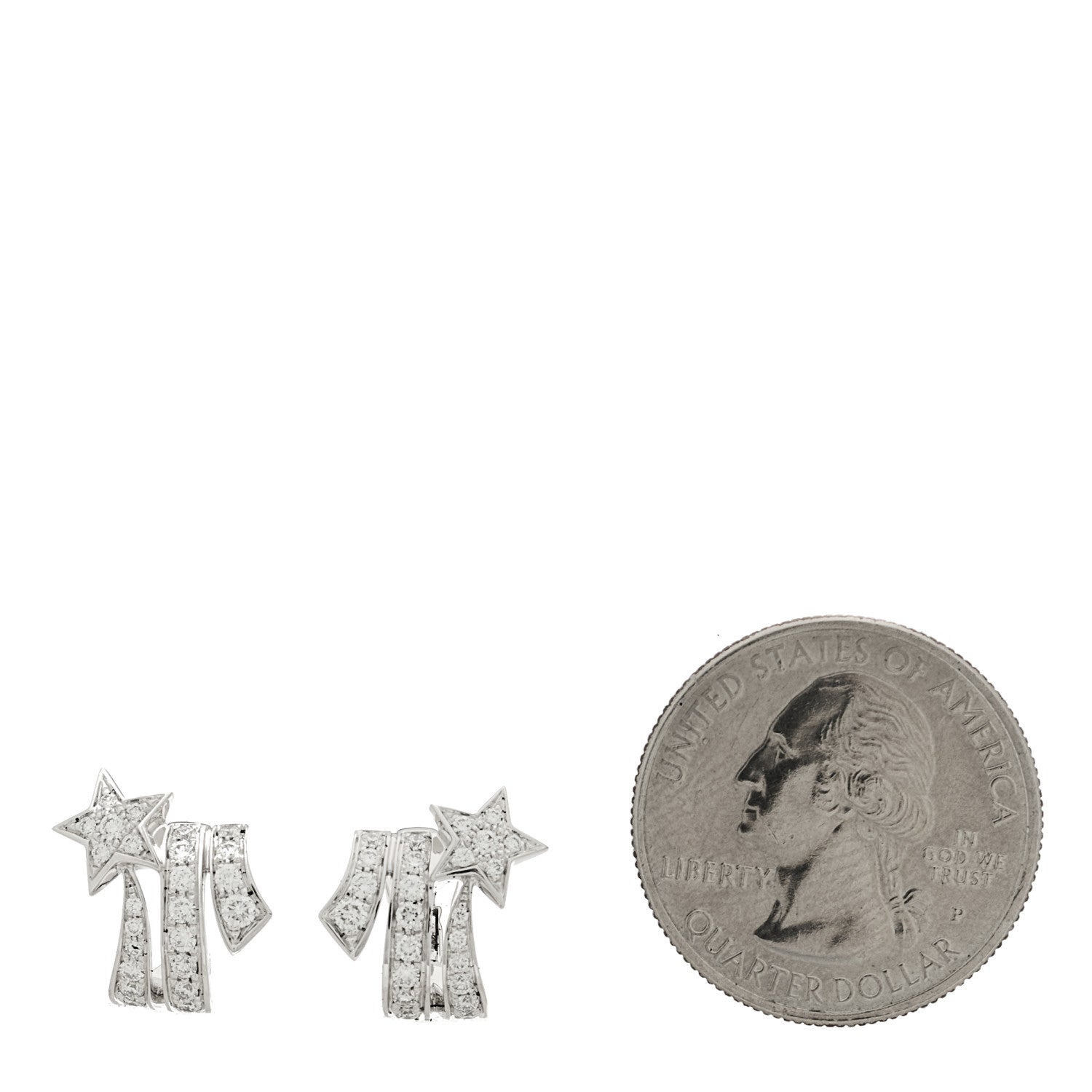 Chanel 18K White Gold Diamond Etoile Filante Earrings 2 of 5