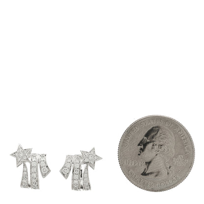 Chanel 18K White Gold Diamond Etoile Filante Earrings 2 of 5