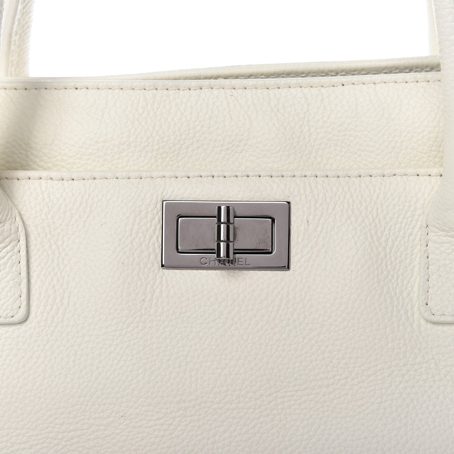 Calfskin Mademoiselle Lock Cerf Executive Shopper Tote White