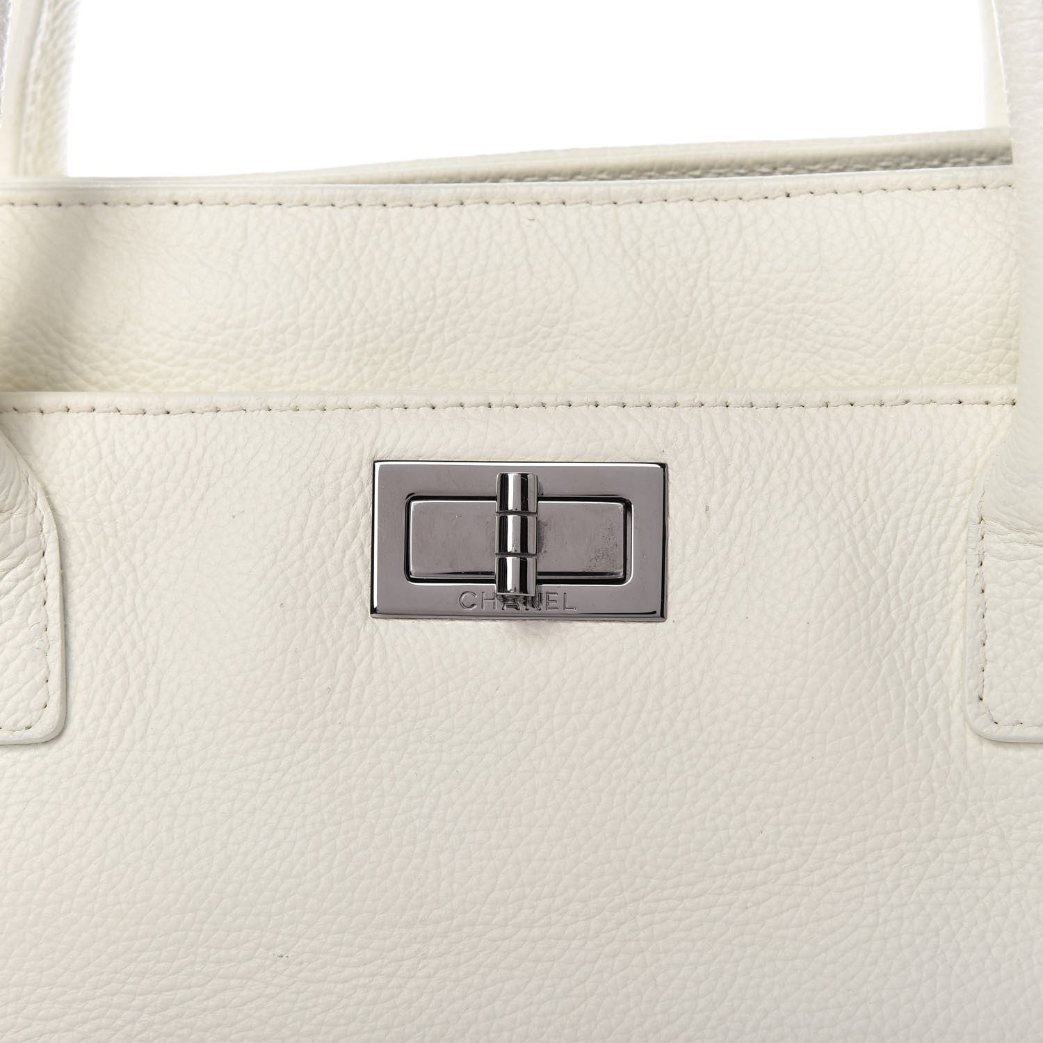 Chanel Calfskin Mademoiselle Lock Cerf Executive Shopper Tote White 10 of 14