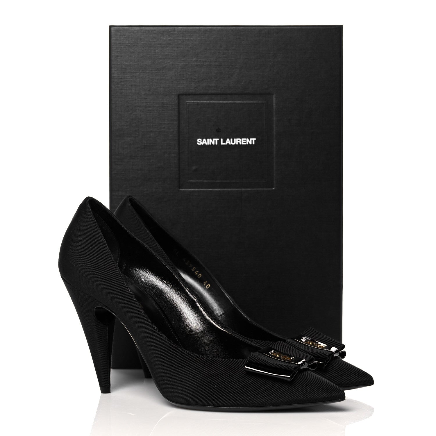 Saint Laurent Calfskin Bow Anais Pumps 40 Black 10 of 10