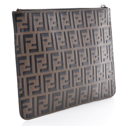 Fendi Vitello FF 1974 Embossed Pouch Maya Black 3 of 7