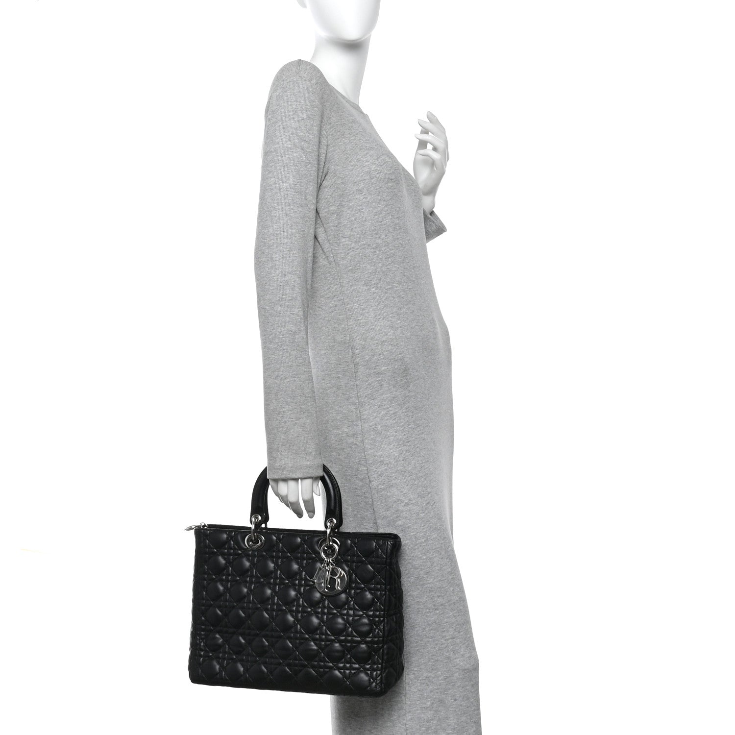 Christian Dior Lambskin Cannage Large Lady Dior Black 1866633
