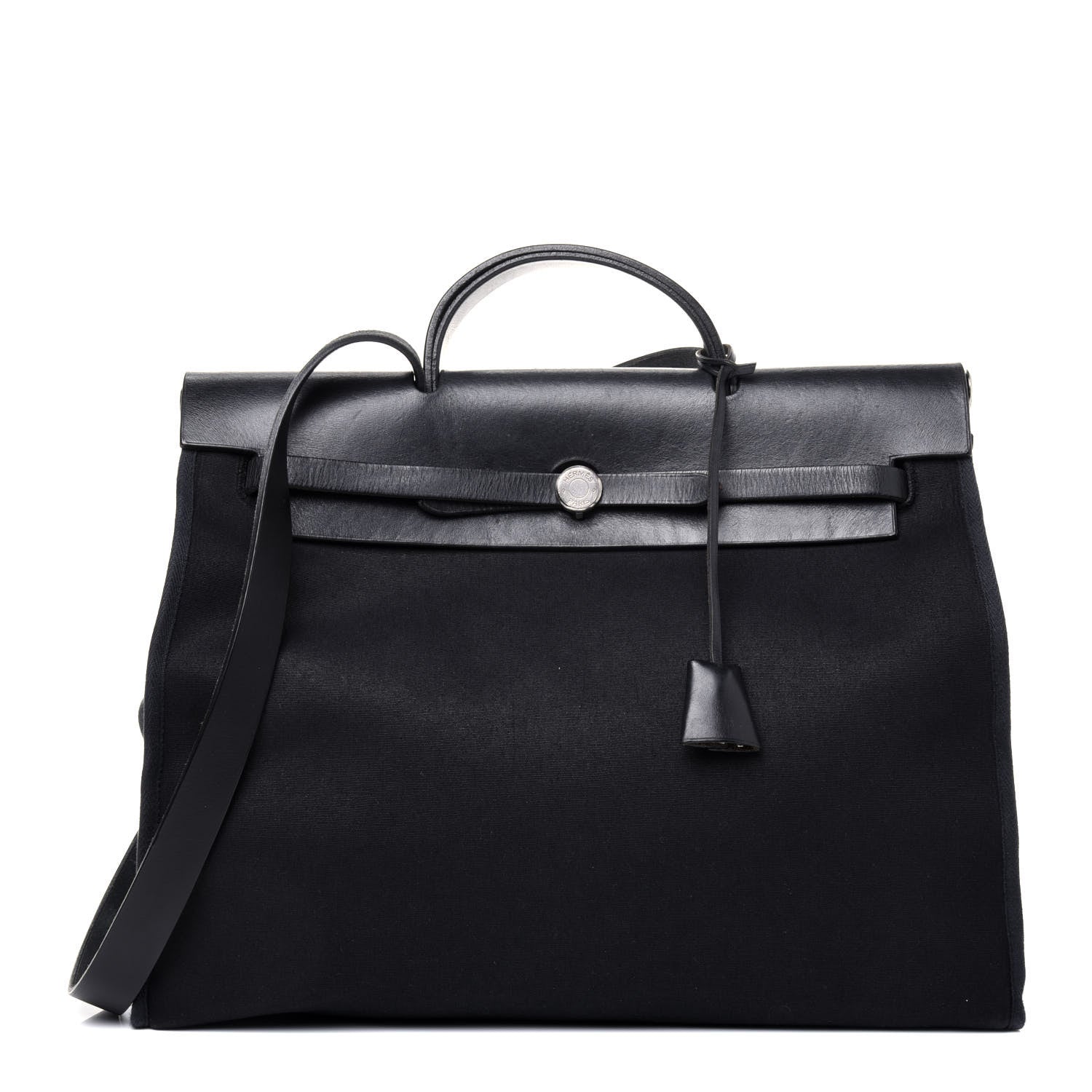 Hermes Toile Vache Calfskin Herbag 39 MM Black 1 of 33