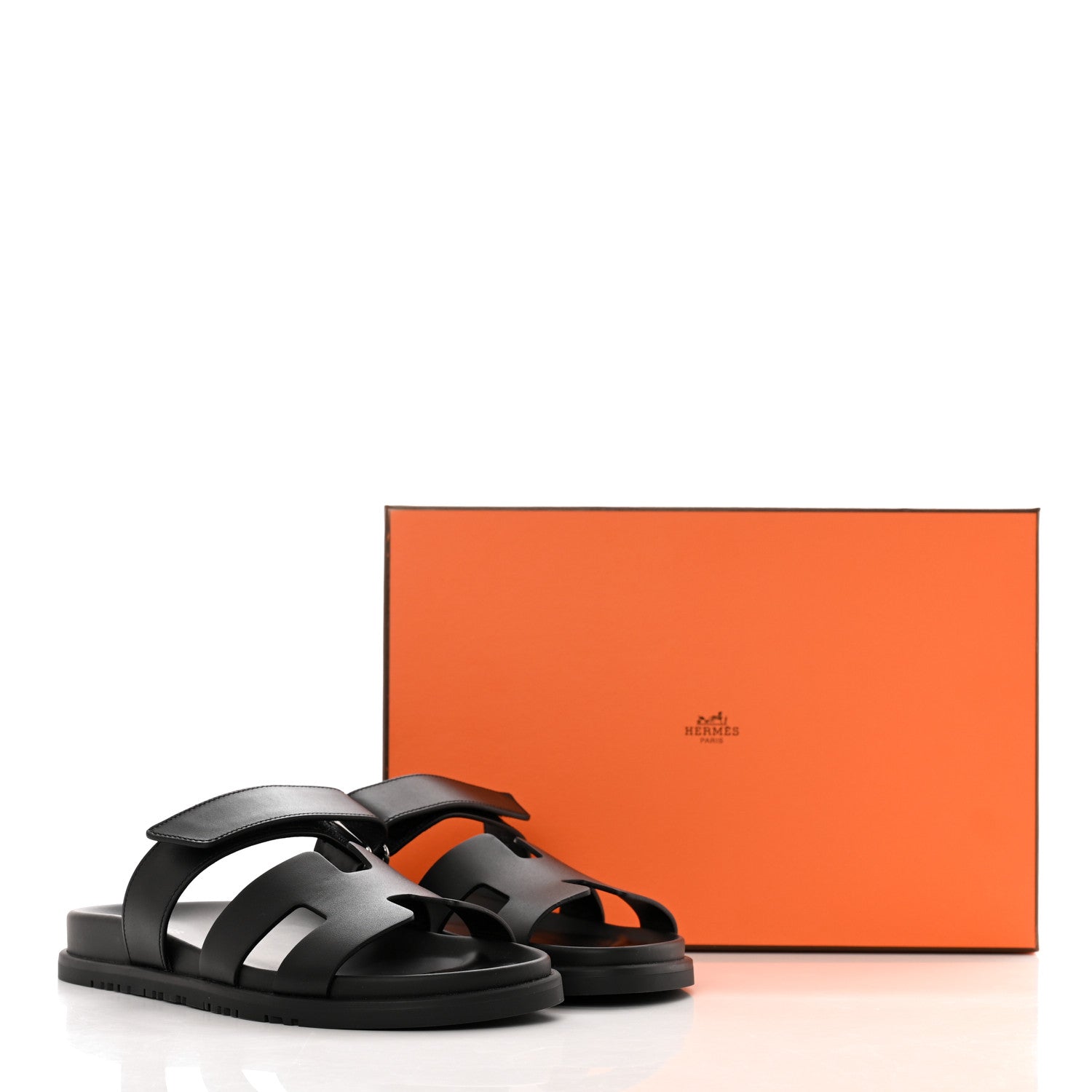 Hermes Calfskin Womens Chypre Sandals 38.5 Black 8 of 8