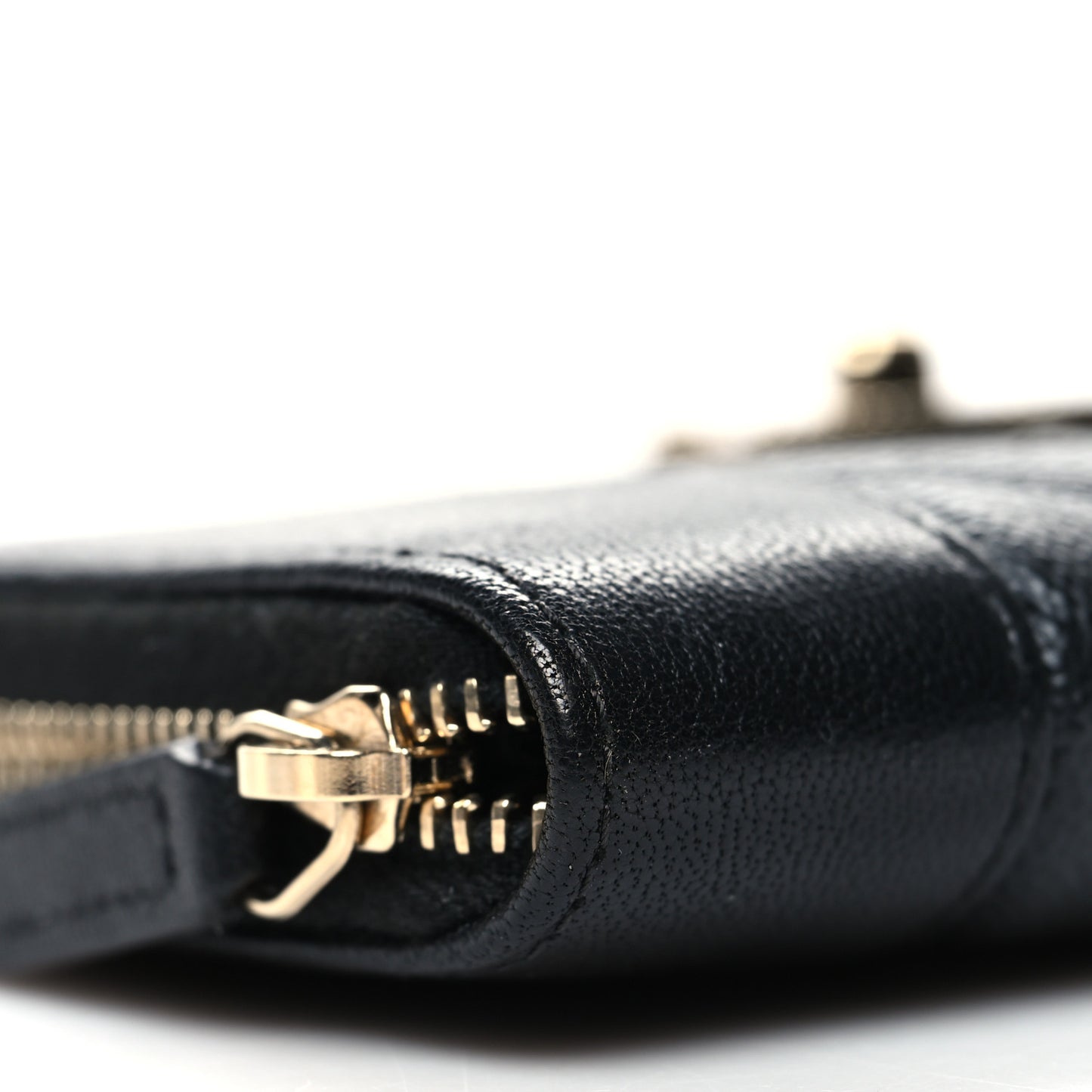 Caviar Sheepskin Chevron Quilted Medium Mademoiselle Vintage Zip Around Wallet Black
