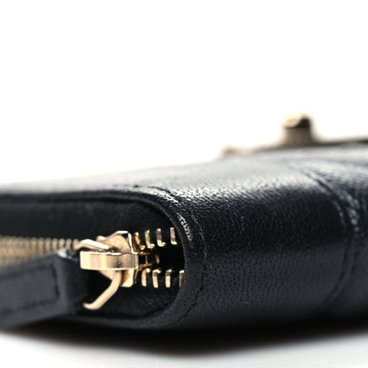 Chanel Caviar Sheepskin Chevron Quilted Medium Mademoiselle Vintage Zip Around Wallet Black 9 of 11