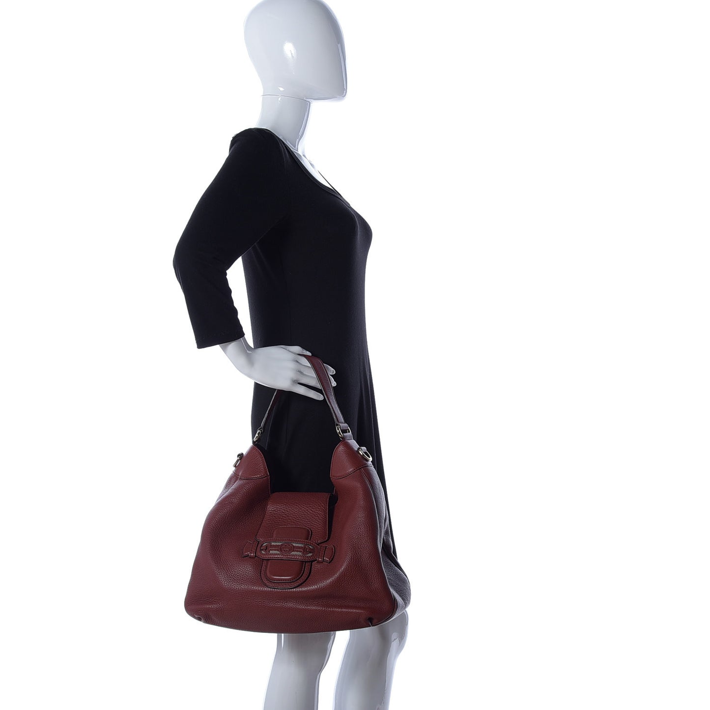 Calfskin Web Medium Dressage Hobo Red