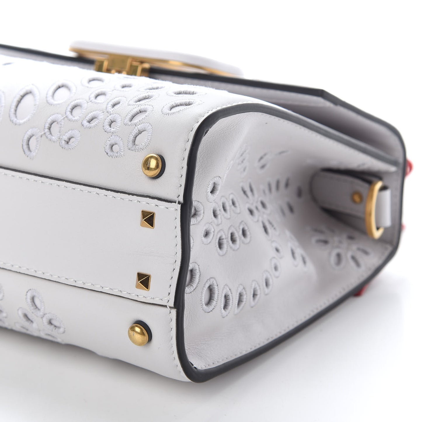 Calfskin San Gallo Embroidery Small VSling Bag Optic White