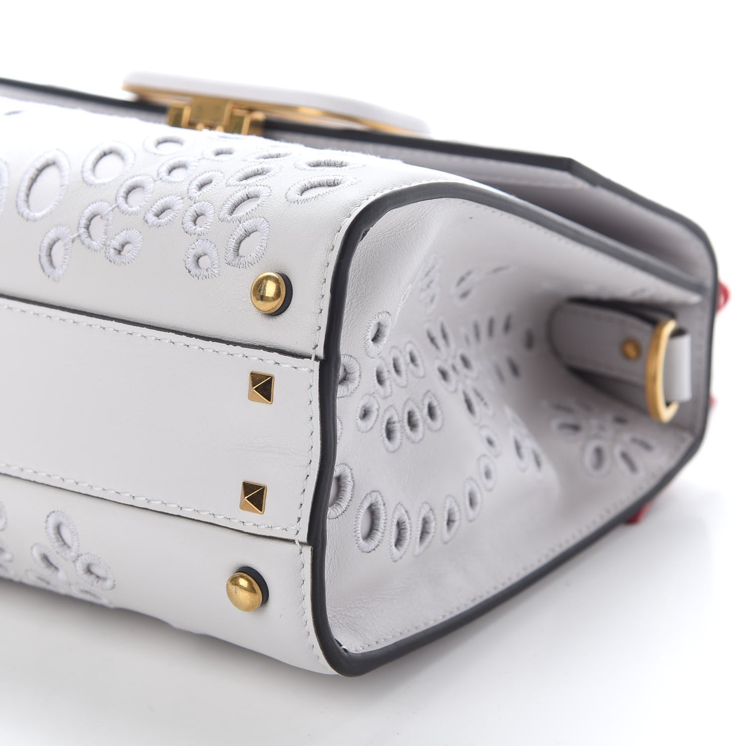 Valentino Garavani Calfskin San Gallo Embroidery Small VSling Bag Optic White 7 of 8
