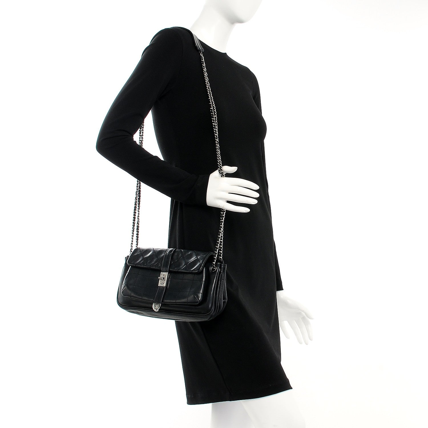 Chanel Lambskin Quilted Accordion Mademoiselle Flap Black 2 of 7