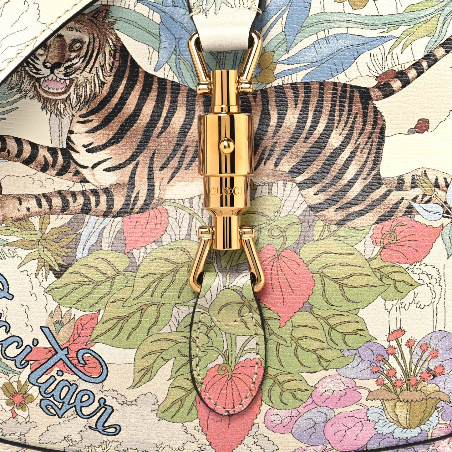 New Shangai Calfskin Tiger Savanah Small Jackie 1961 Hobo Chalky White Multicolor