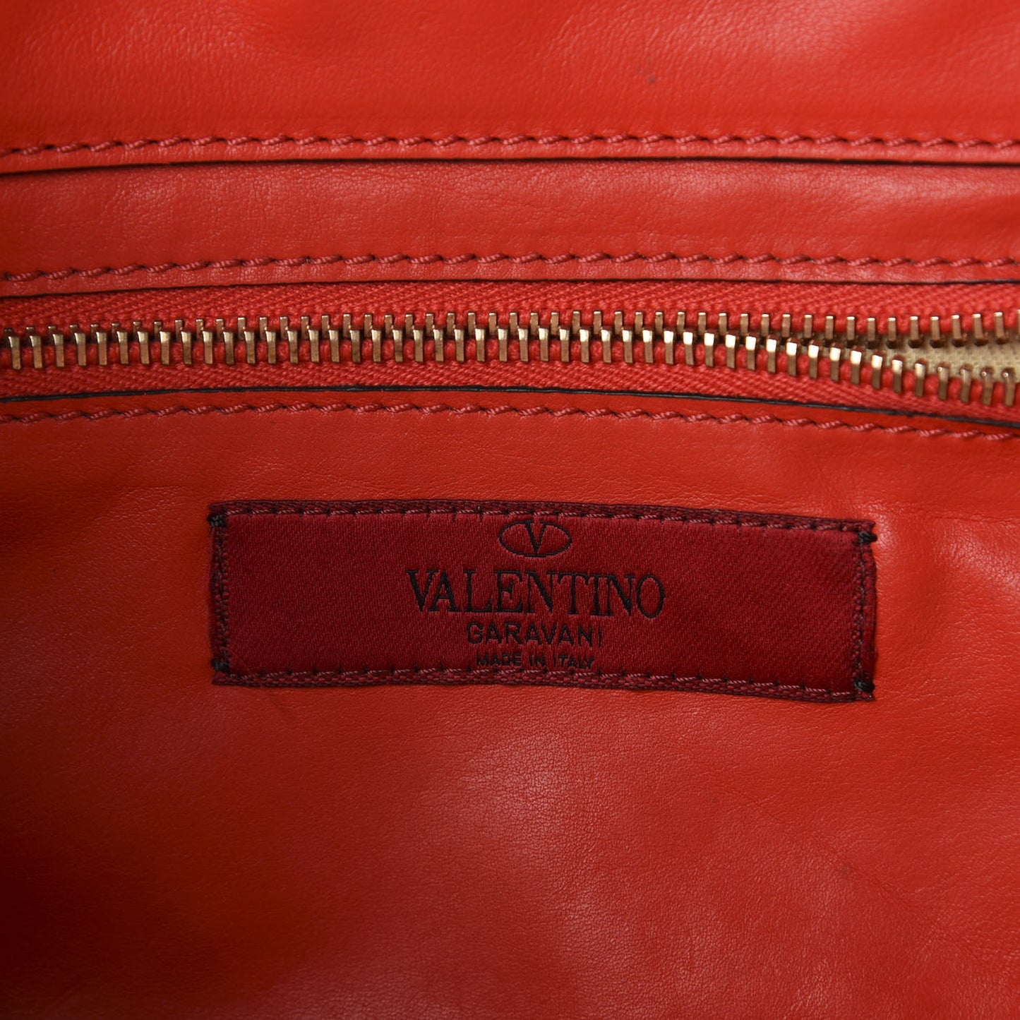 Vitello Small Rockstud Tote Deep Orange