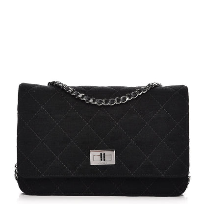 Chanel Jersey Quilted Reissue Wallet On Chain WOC Black 1 of 7