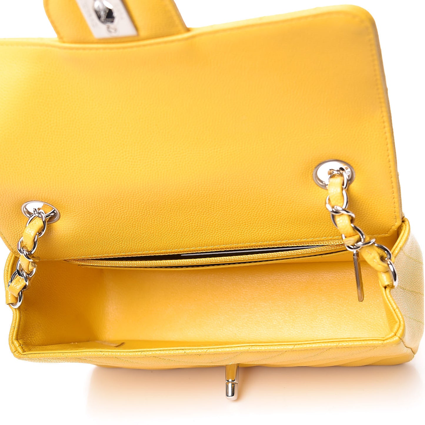 Caviar Chevron Quilted Mini Rectangular Flap Yellow