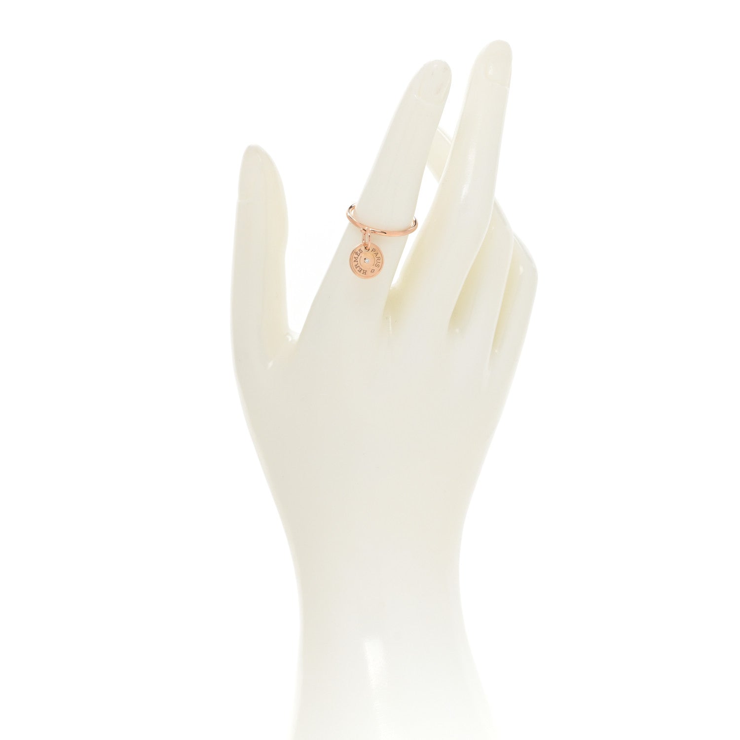Hermes 18K Rose Gold Diamond Gambade Ring 54 6.75 2 of 6