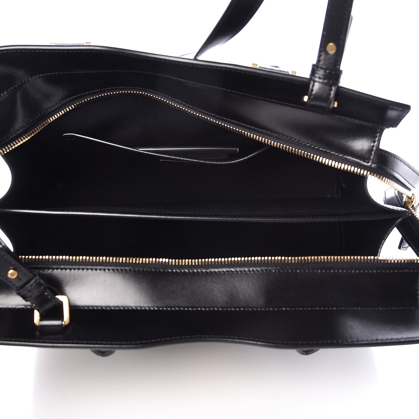 Shiny Calfskin Medium Uptown Tote Black