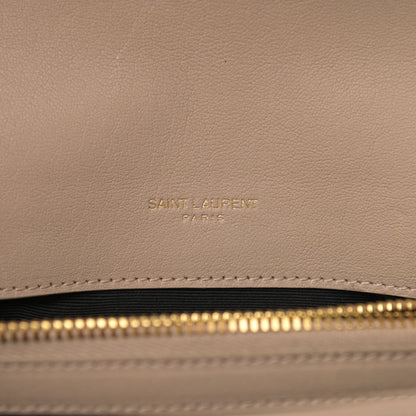 Saint Laurent Sheepskin Matelasse Chevron Monogram Medium College Bag Dark Beige 6 of 10