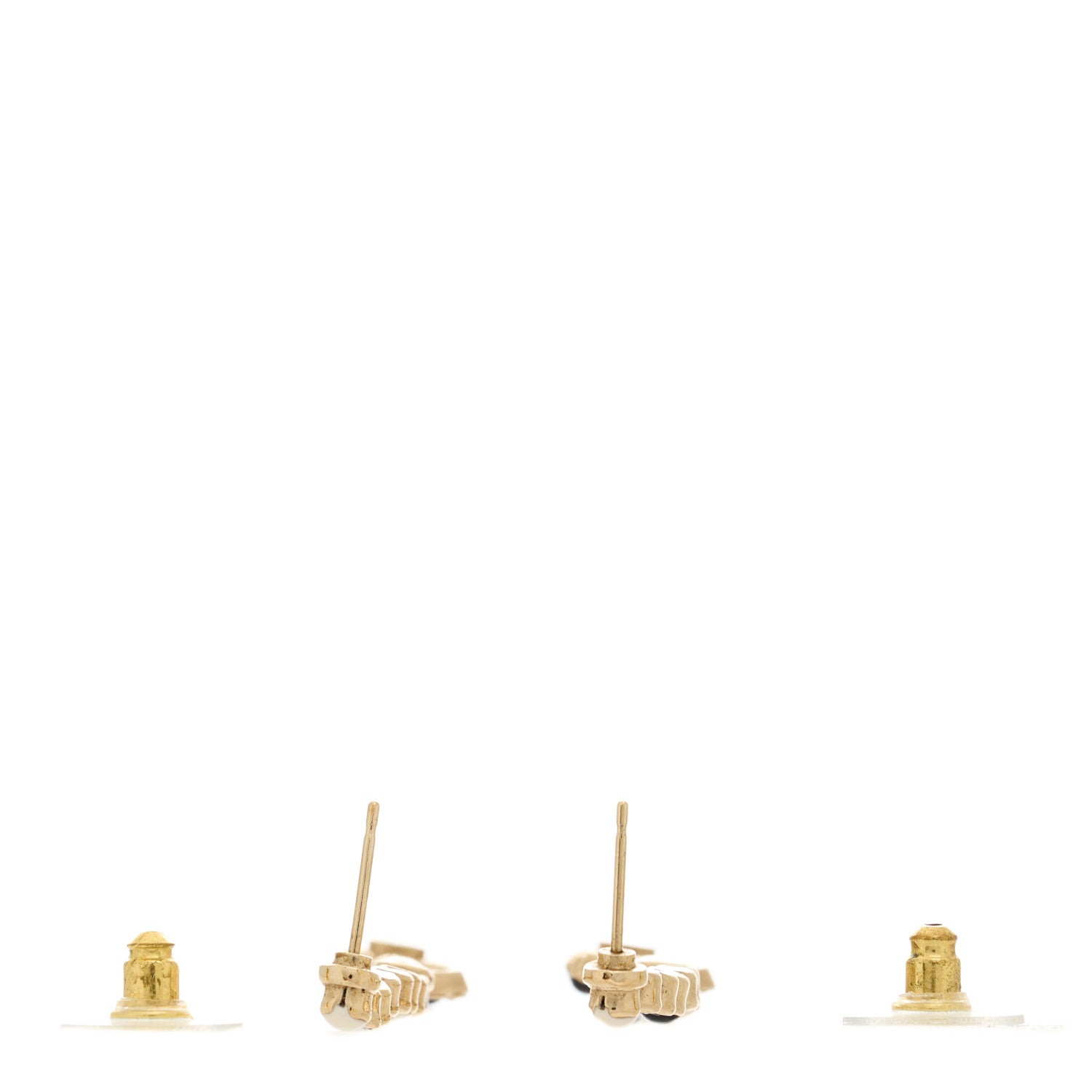 Chanel Metal Strass Enamel Flower CC Drop Earrings Gold White Black 3 of 4