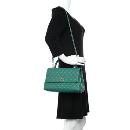 Chanel Caviar Quilted Small Coco Handle Flap Green 2 of 11