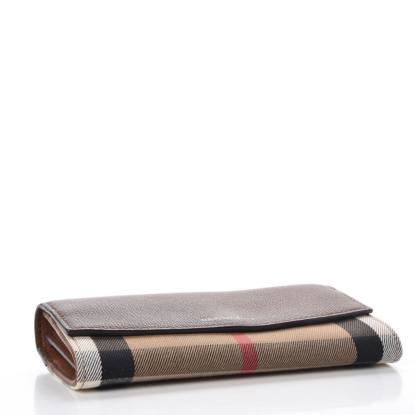 Grainy Calfskin House Check Continental Wallet Tan
