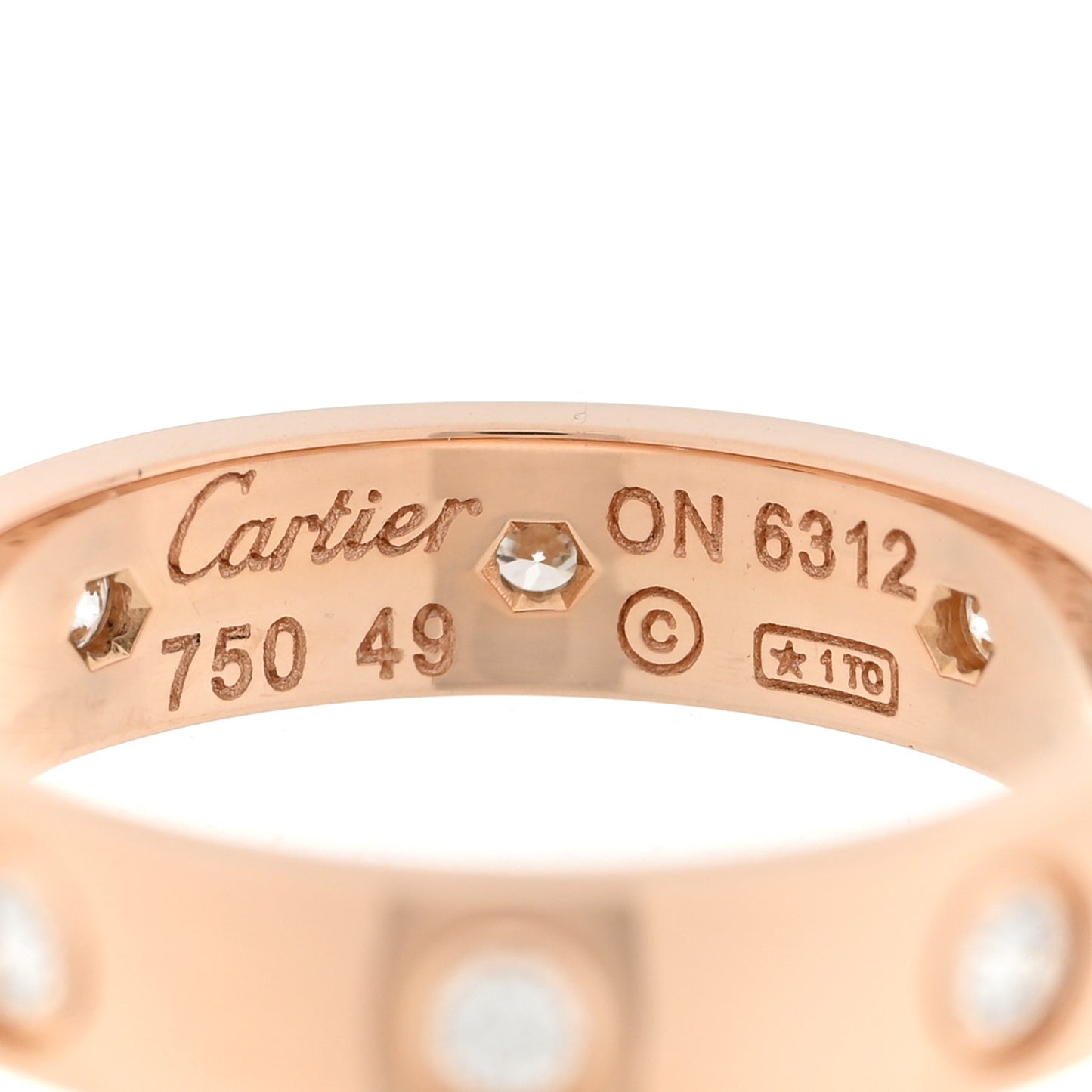 18K Pink Gold 8 Diamond 4mm LOVE Wedding Band Ring 49 5