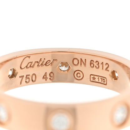 Cartier 18K Pink Gold 8 Diamond 4mm LOVE Wedding Band Ring 49 5 4 of 5