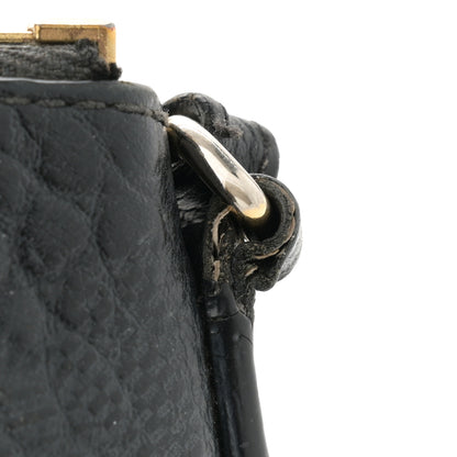Burberry Signature Grain Calfskin Check Embossed Peyton Crossbody Clutch Bag Black 14 of 14
