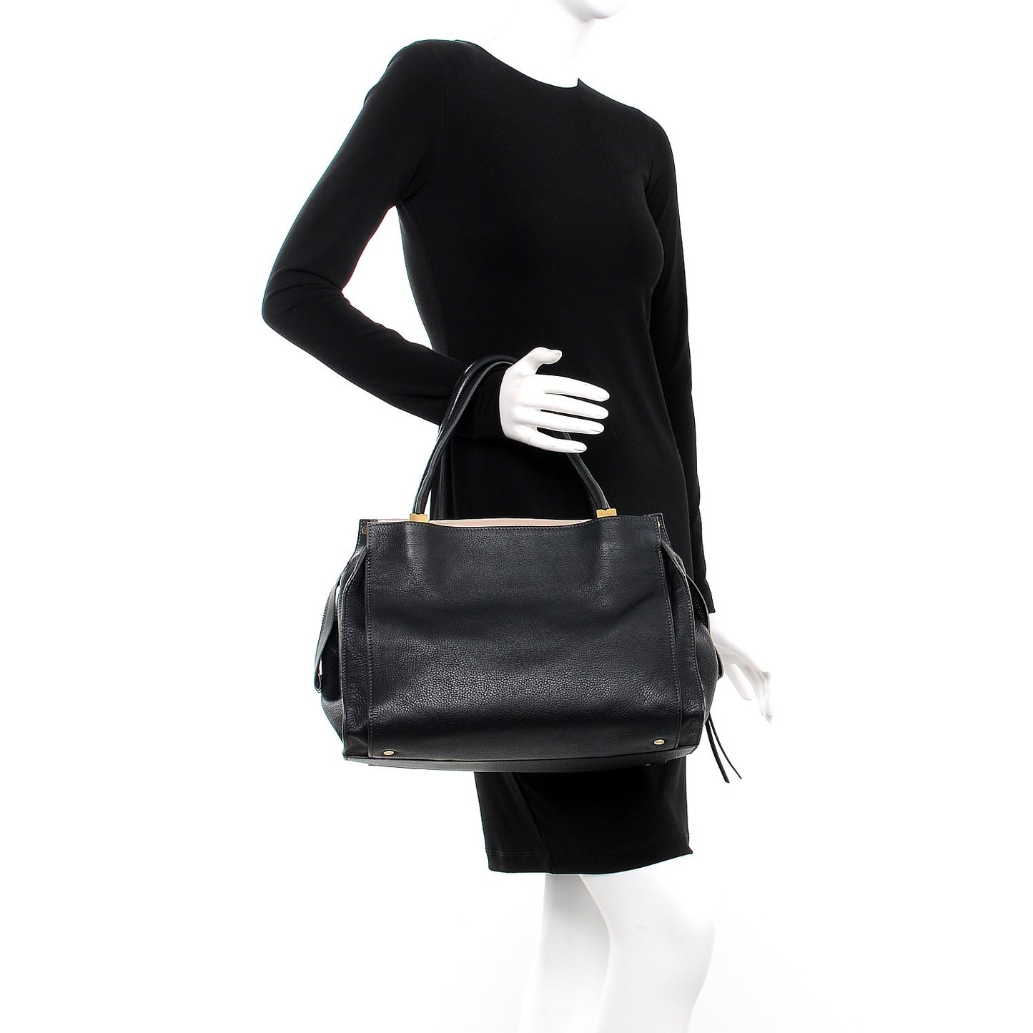 Pebbled Calfskin Dree Shoulder Bag Black