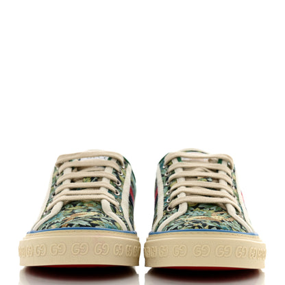 Gucci X LIBERTY OF LONDON Canvas Web Floral Print Womens 1977 Tennis Sneakers 37.5 Carta Acquamarine Navy Mystic White 2 of 8