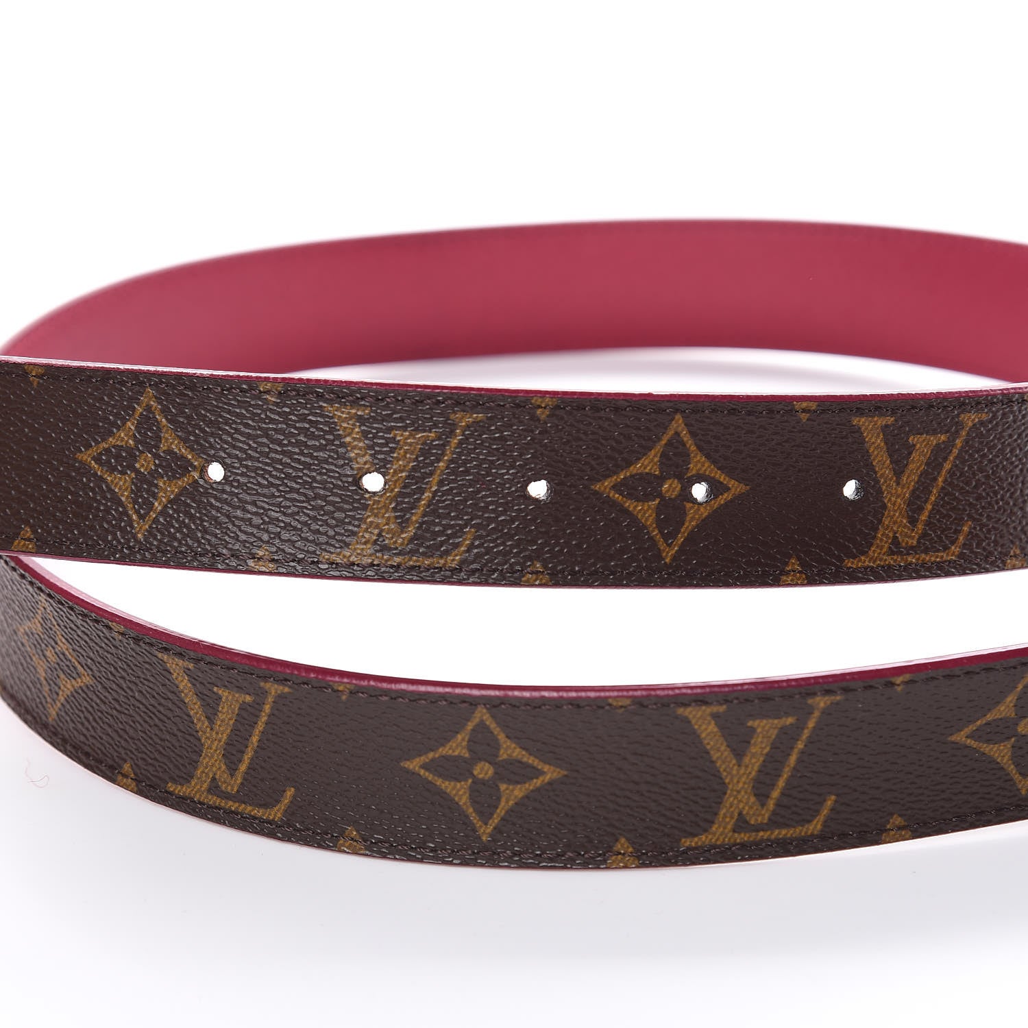 Louis Vuitton Monogram Calfskin 30mm LV Initiales Reversible Belt 80 32 Fuchsia 5 of 8