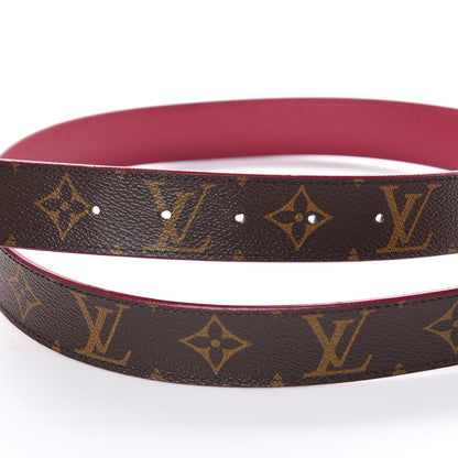 Louis Vuitton Monogram Calfskin 30mm LV Initiales Reversible Belt 80 32 Fuchsia 5 of 8