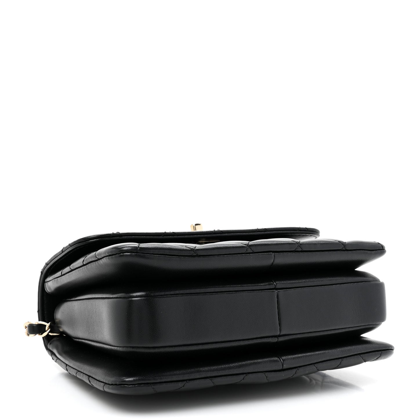 Lambskin Quilted Mini Trendy CC Dual Handle Flap Bag Black