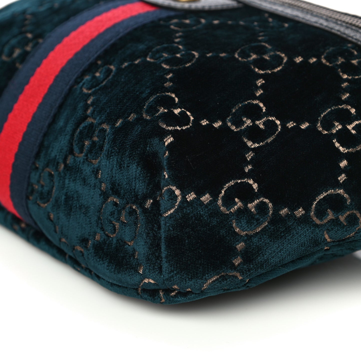 Velvet GG Monogram Web Belt Bag Blue Beige